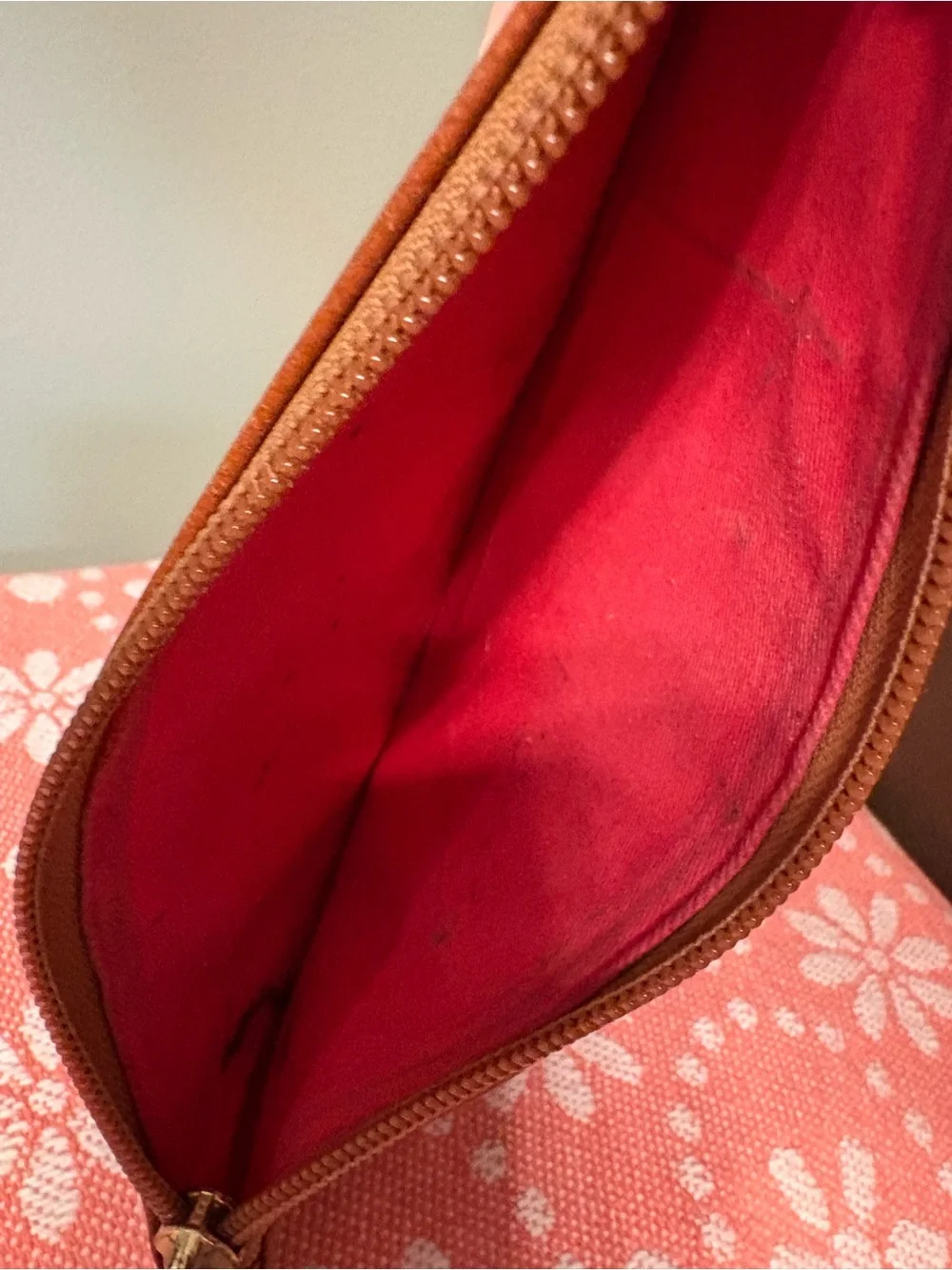 Dooney & Bourke Brown Pebbled Leather Zip Pouch